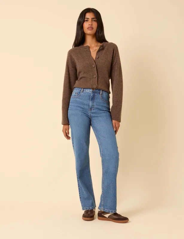 Blue High Rise Kingston Straight Leg Jeans sold by Nobody's Child