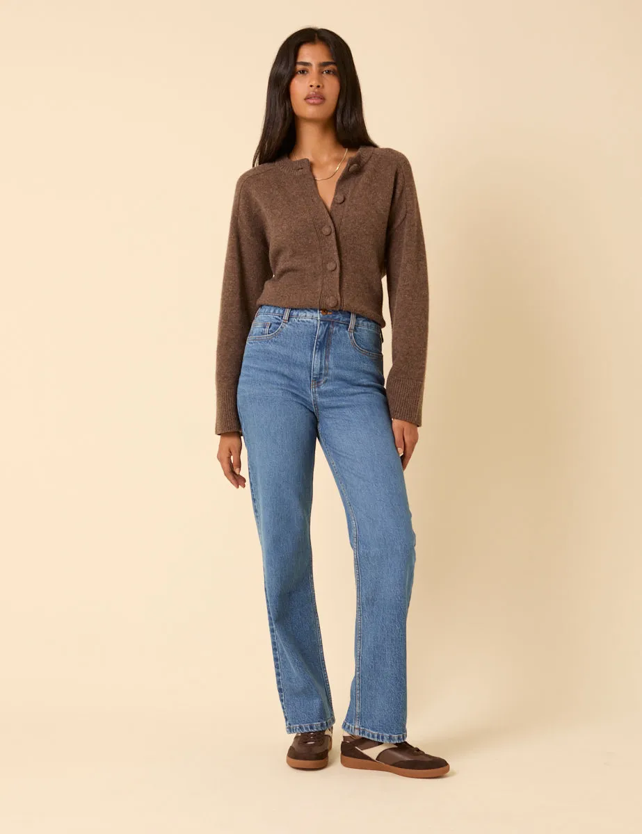 Blue High Rise Kingston Straight Leg Jeans sold by Nobody's Child