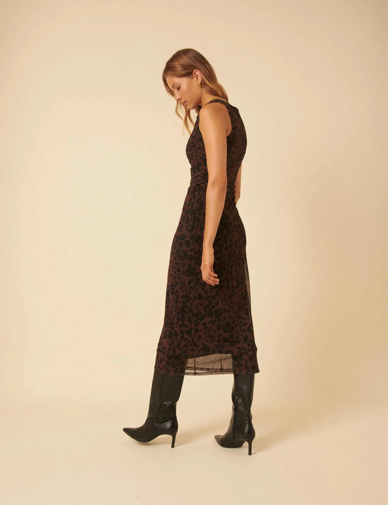 Leopard Print Mesh Morgan Midi Dress sold by Nobody's Child product image thumbnail 5