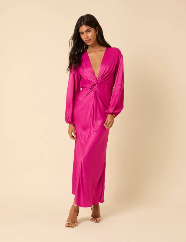 Pink Satin Adina Midaxi Dress sold by Nobody's Child