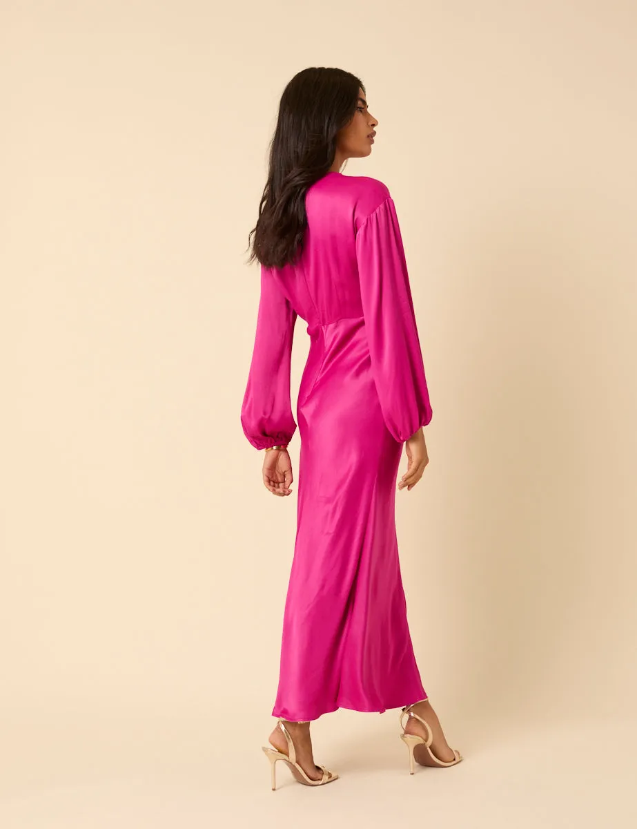 Pink Satin Adina Midaxi Dress sold by Nobody's Child product image thumbnail 5