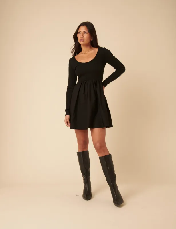 Black Scoop Neck Mini Dress sold by Nobody's Child