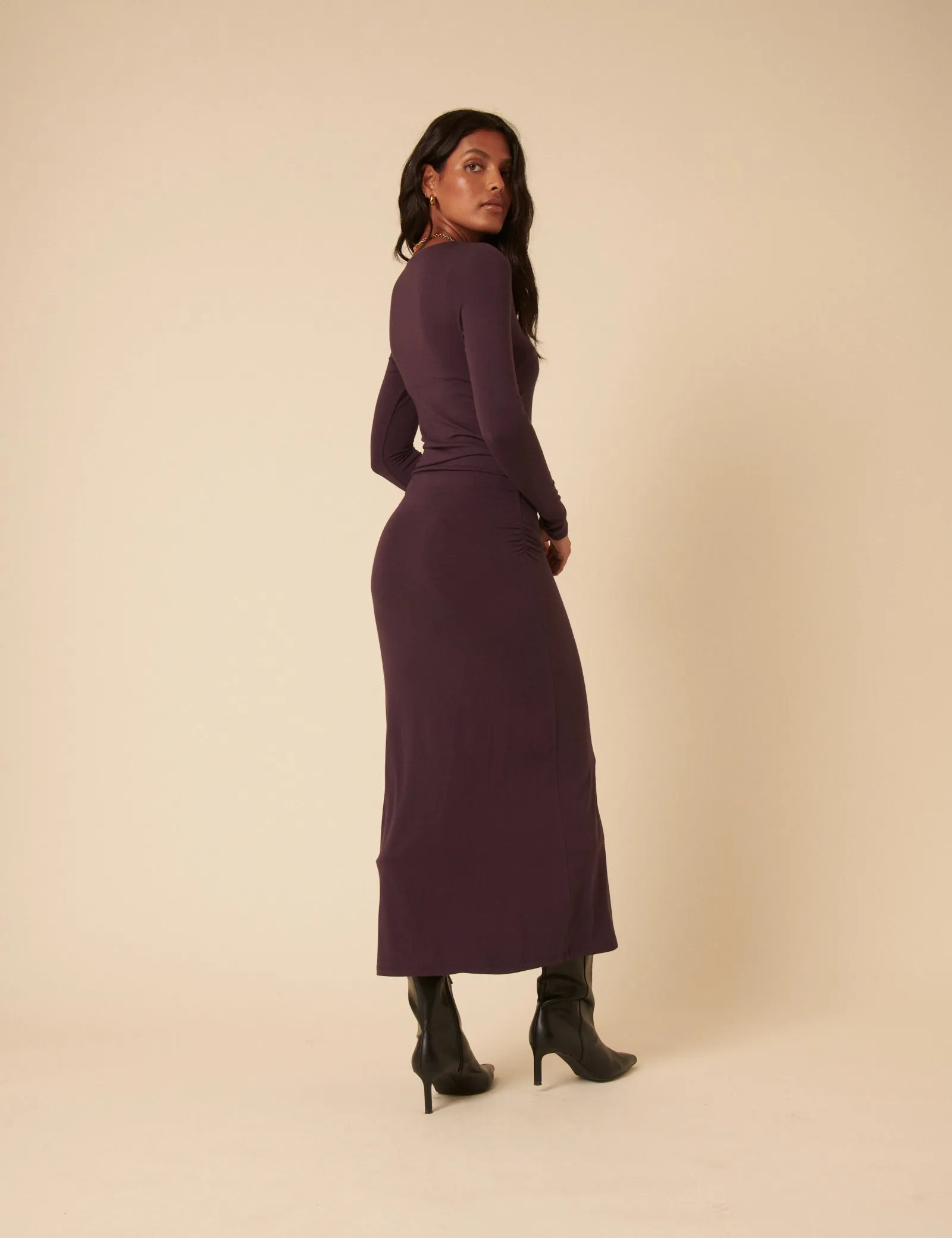 Purple Jersey Draped Laurella Midi Dress sold by Nobody's Child product image thumbnail 5