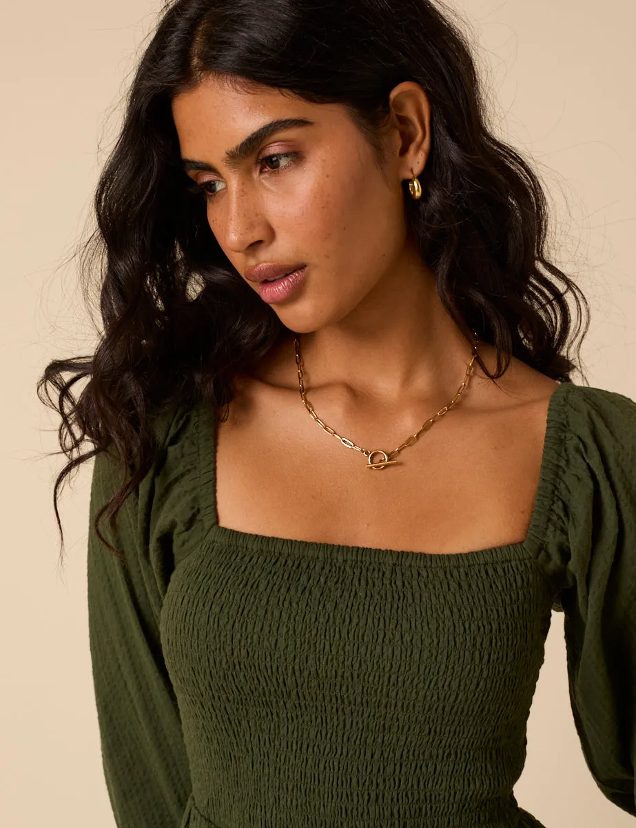 Khaki Long sleeve Imogen Midi Dress sold by Nobody's Child product image thumbnail 2