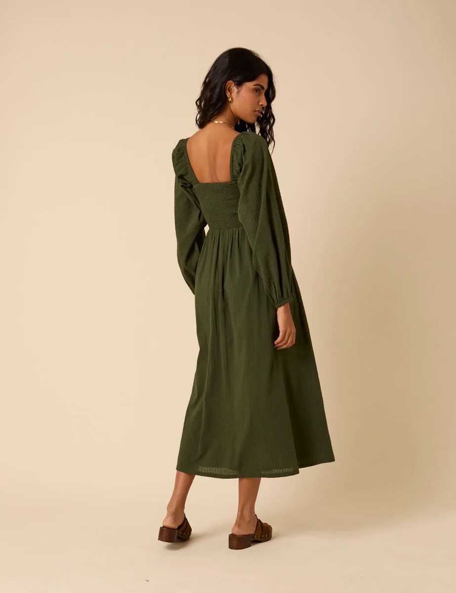 Khaki Long sleeve Imogen Midi Dress sold by Nobody's Child product image thumbnail 5