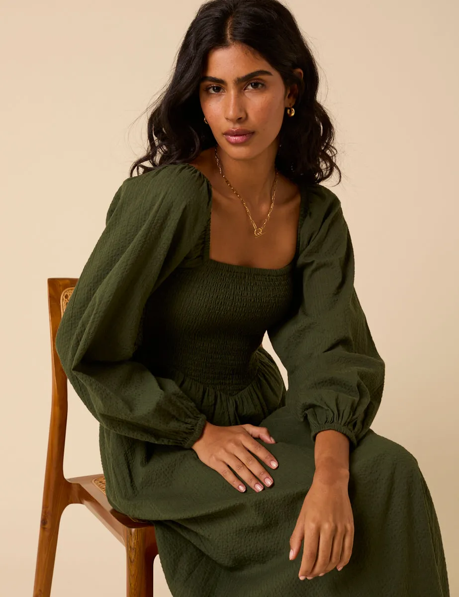Khaki Long sleeve Imogen Midi Dress sold by Nobody's Child product image thumbnail 3