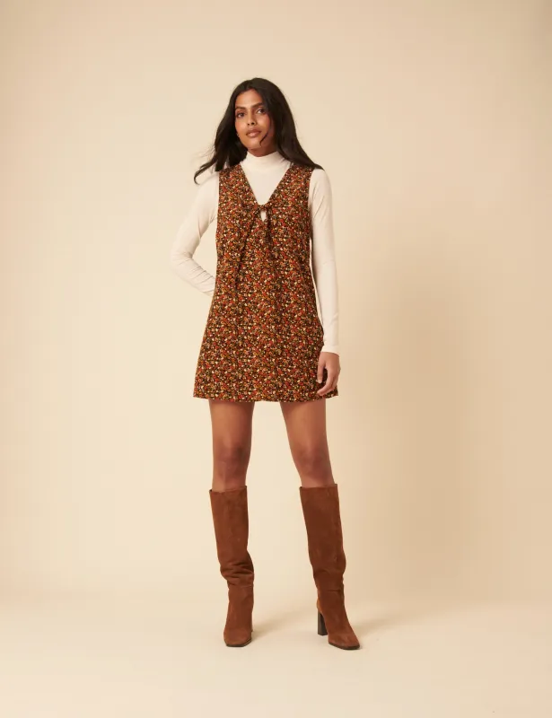 Ditsy Floral Nila Pinafore Mini Dress sold by Nobody's Child