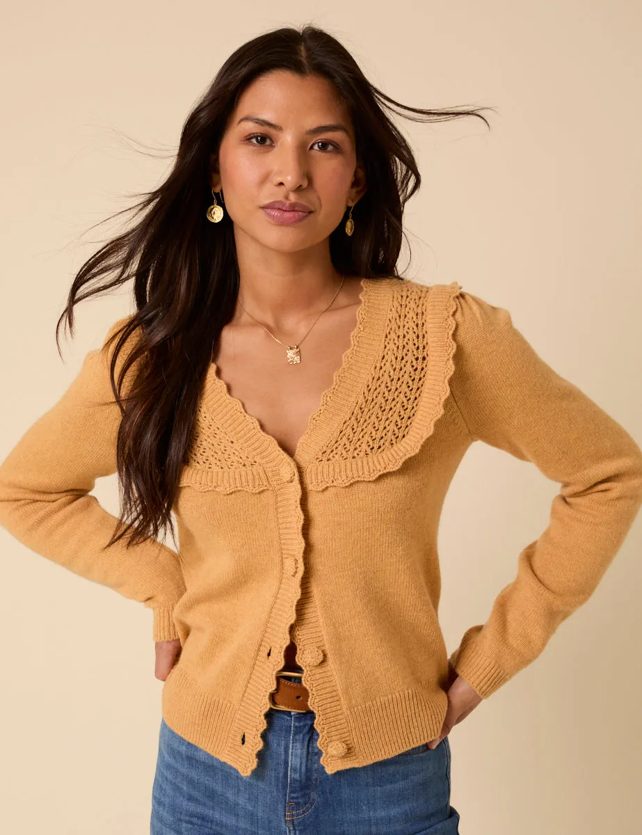 Yellow Pointelle Knitted Cardigan sold by Nobody's Child product image thumbnail 4