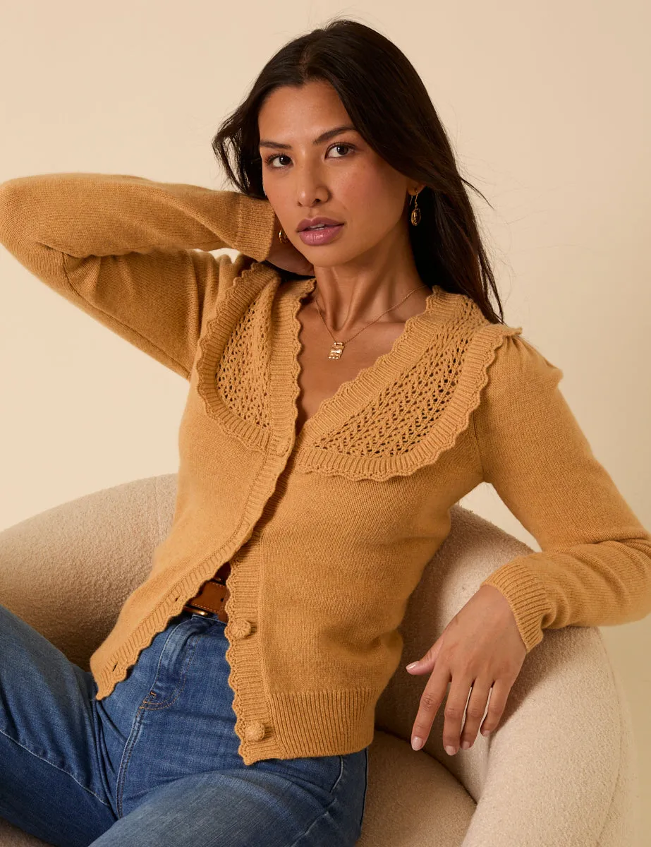 Yellow Pointelle Knitted Cardigan sold by Nobody's Child