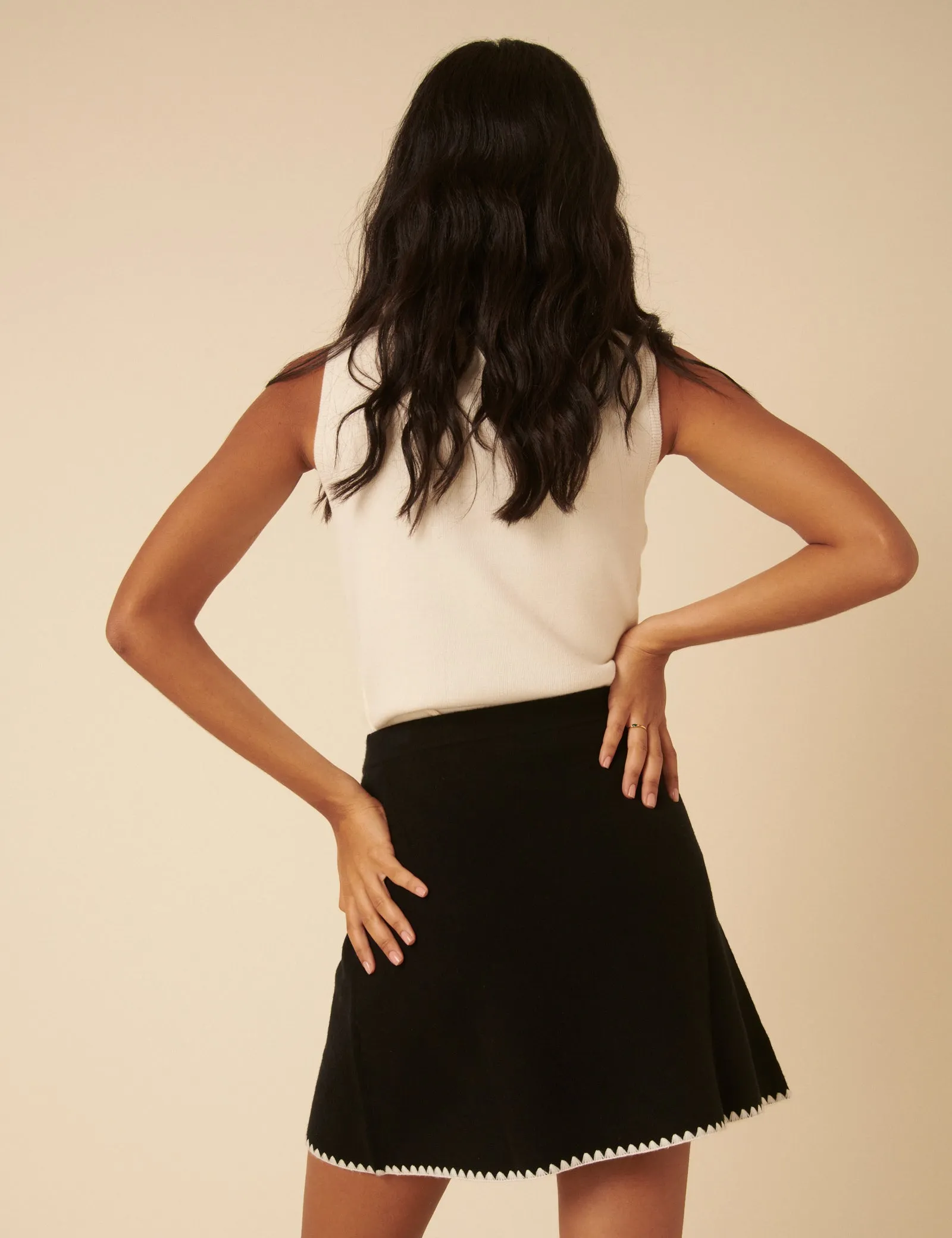 Black Whipstitch Knitted Mini Wrap Skirt sold by Nobody's Child product image thumbnail 5