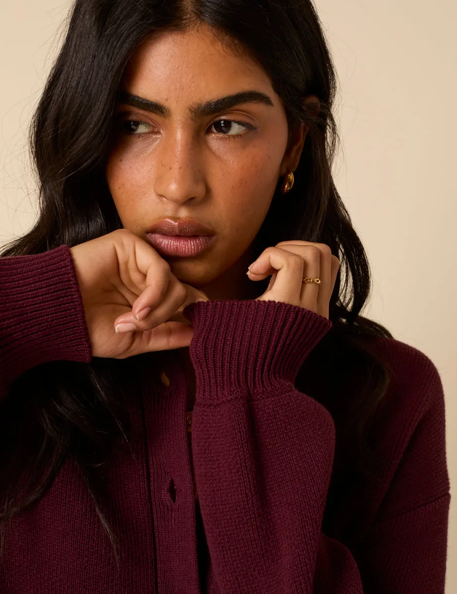 Burgundy Knitted Cardigan sold by Nobody's Child product image thumbnail 2