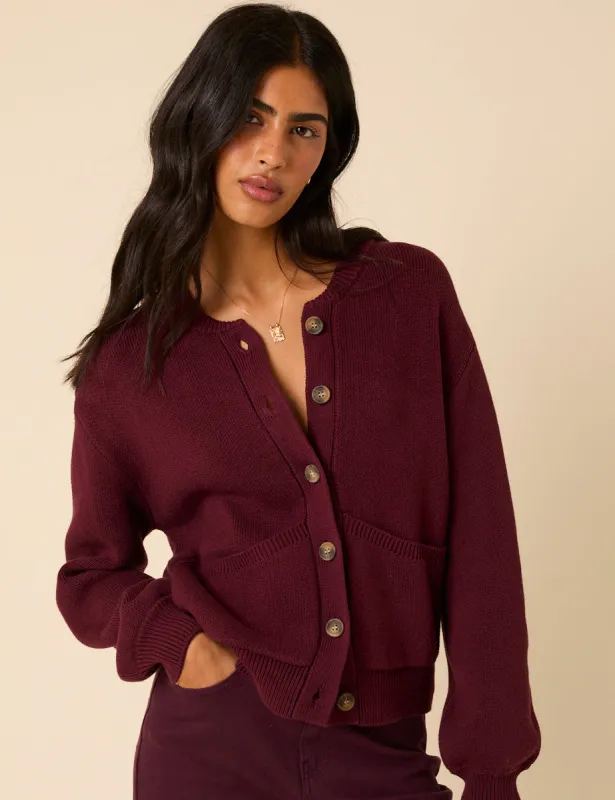 Burgundy Knitted Cardigan sold by Nobody's Child