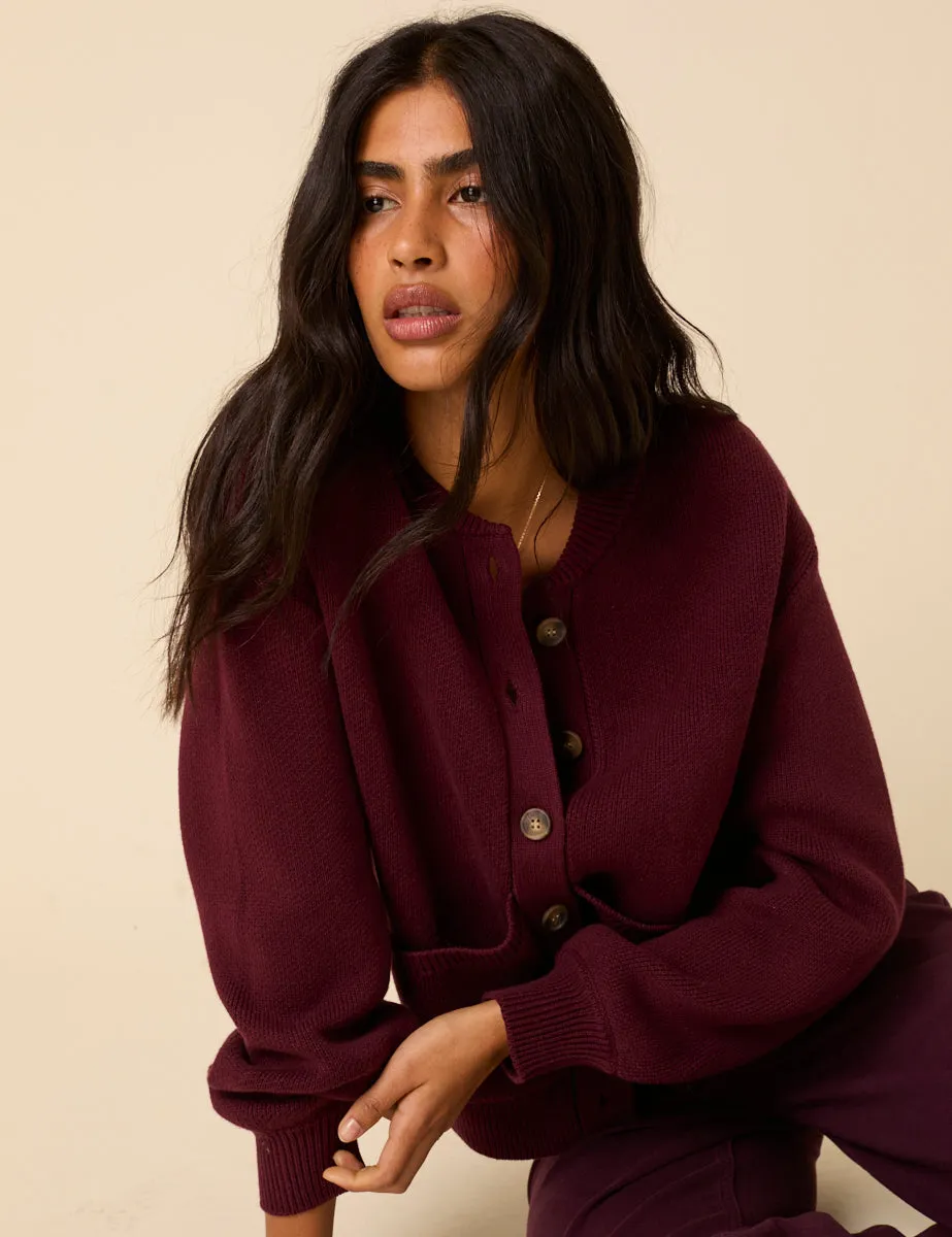 Burgundy Knitted Cardigan sold by Nobody's Child product image thumbnail 4