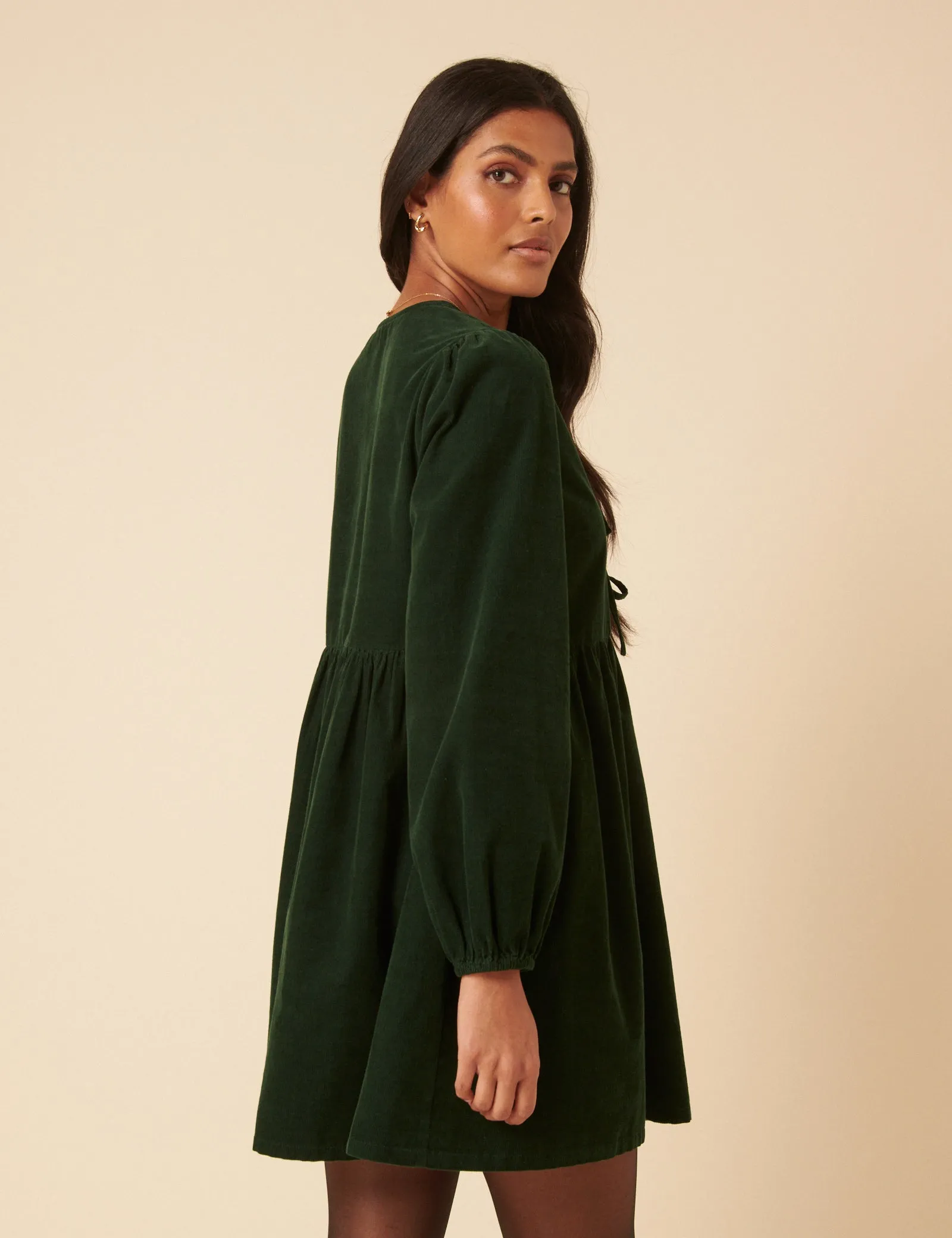 Green Embroidered Tie-front Cord Eden Mini Dress sold by Nobody's Child product image thumbnail 3