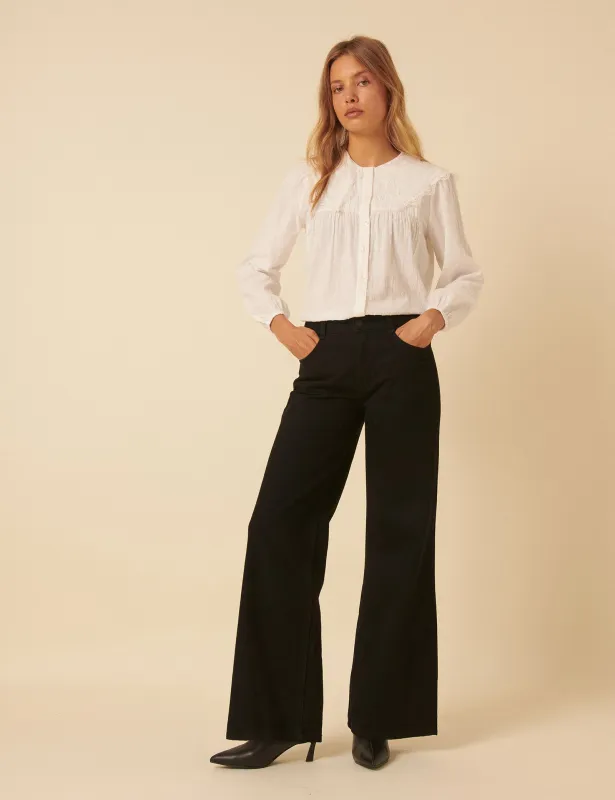 Black Mid Rise Carnaby Wide Leg Jeans made by Nobody's Child