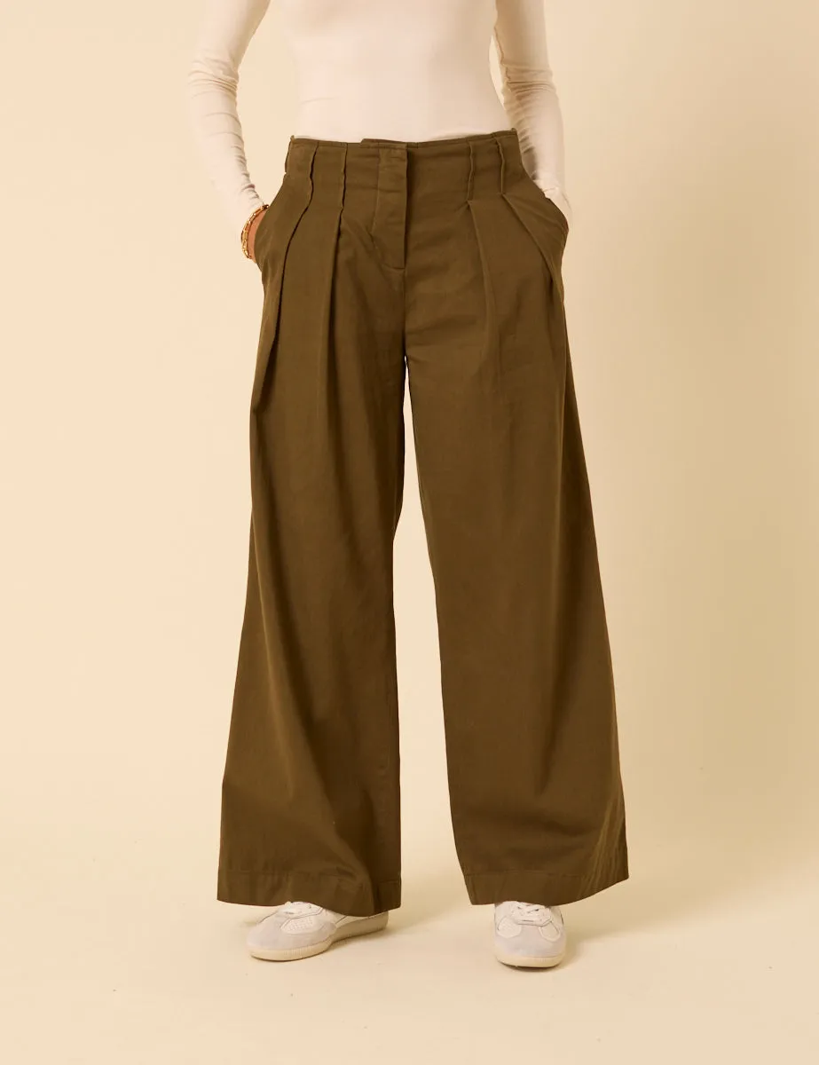 Green Pleated High-Waisted Trousers sold by Nobody's Child product image thumbnail 2