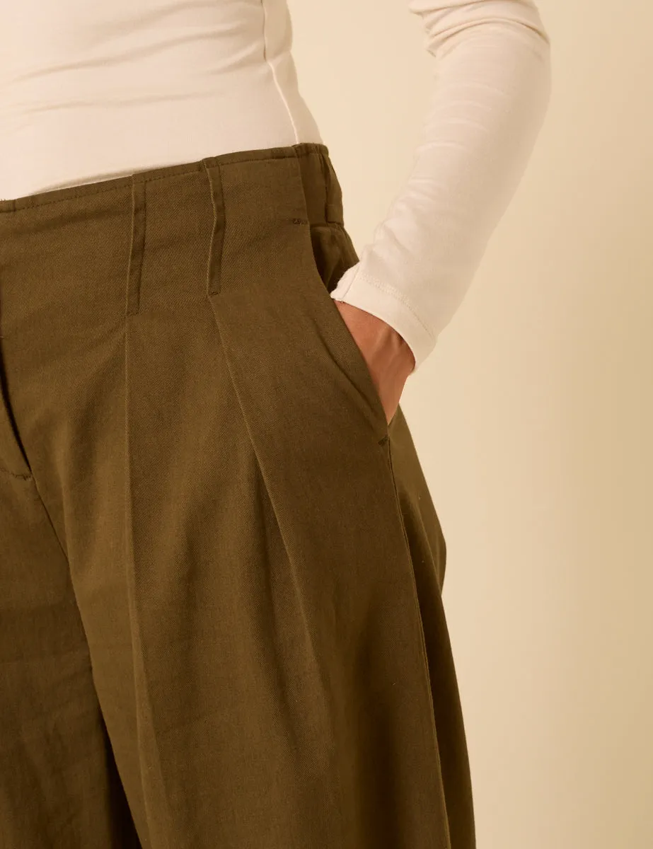 Green Pleated High-Waisted Trousers sold by Nobody's Child product image thumbnail 3