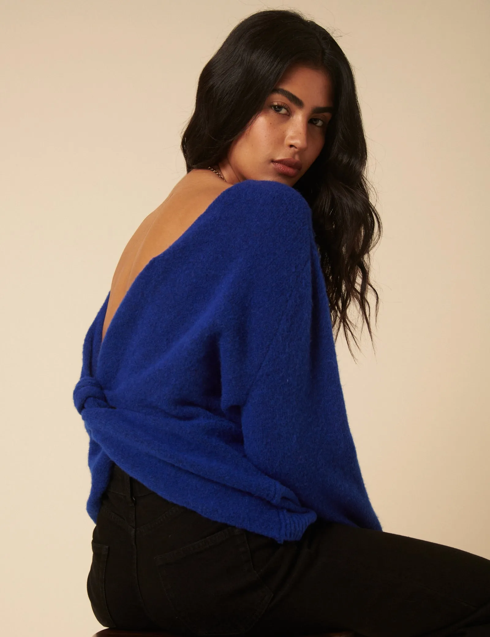 Blue Twist Back Knitted Jumper sold by Nobody's Child product image thumbnail 5