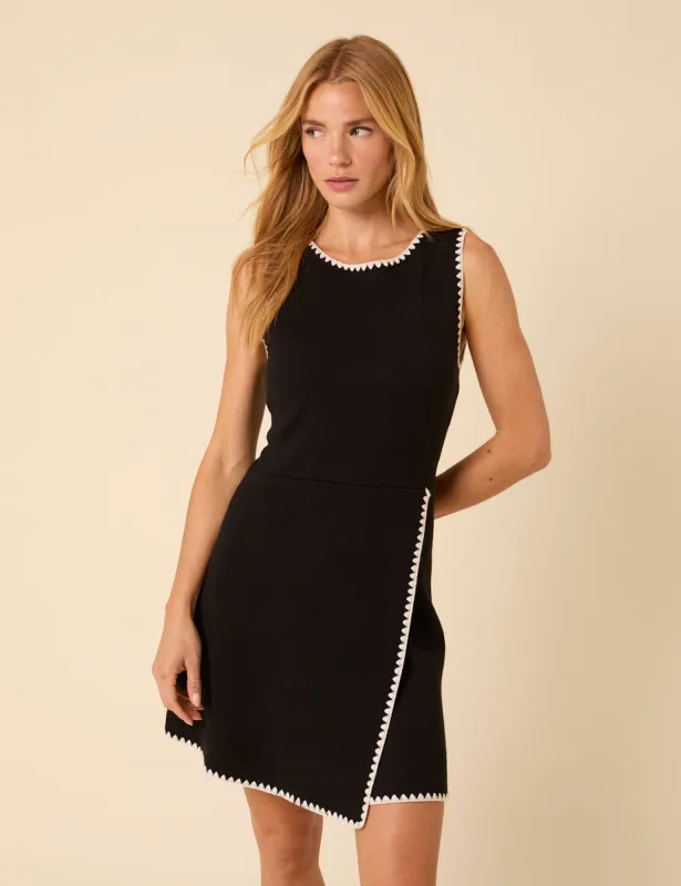Black Whipstitch Knitted Mini Dress sold by Nobody's Child