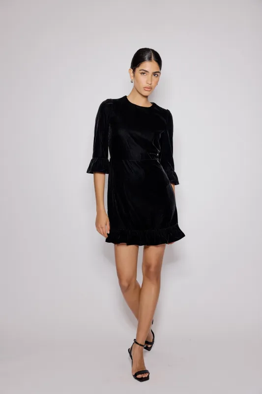 Black Velvet Fleur Mini Dress sold by Nobody's Child