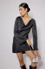Black Satin Cowl Neck Leighton Mini Dress sold by Nobody's Child