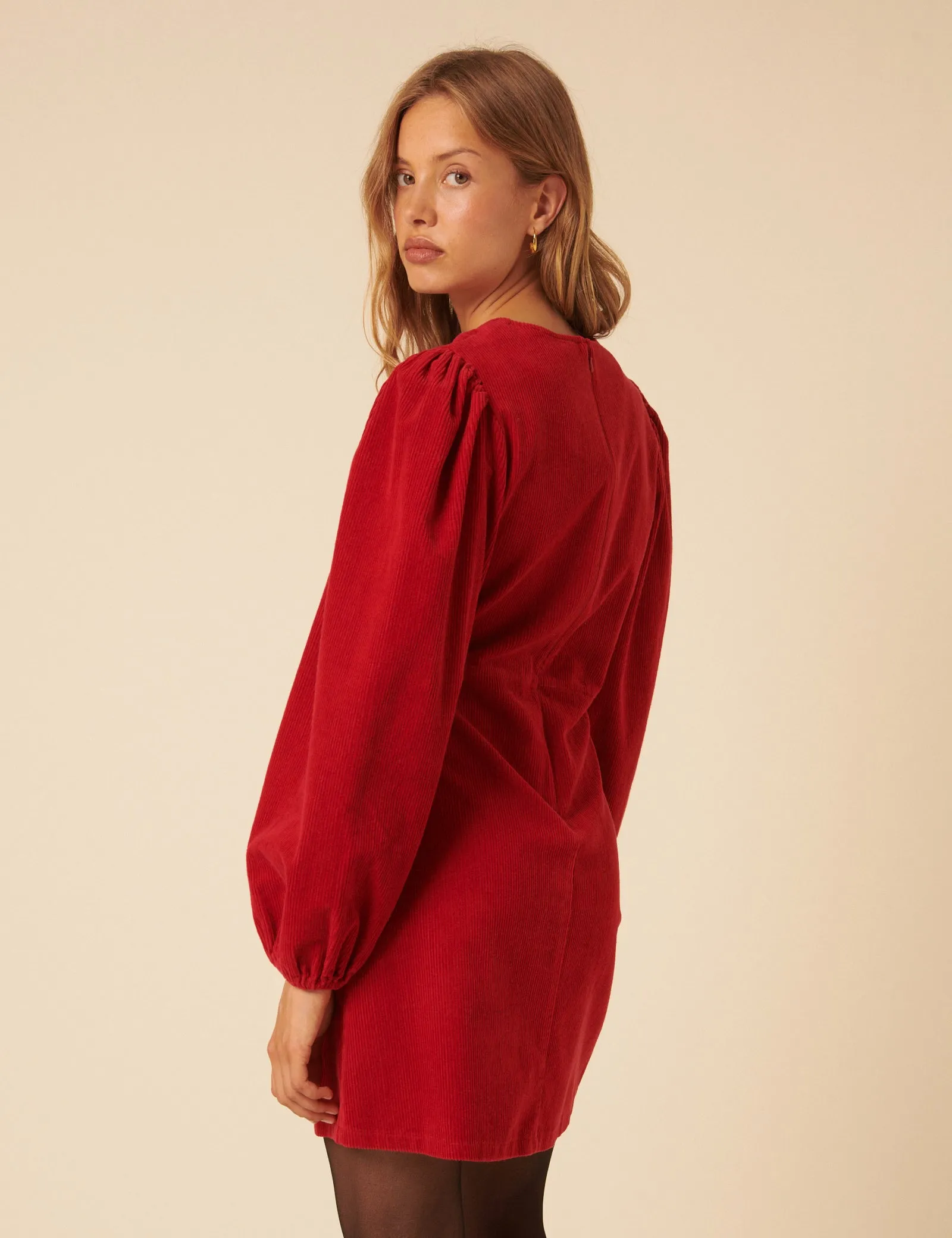 Red Cord Balloon Sleeve Peggy Mini Dress sold by Nobody's Child product image thumbnail 5