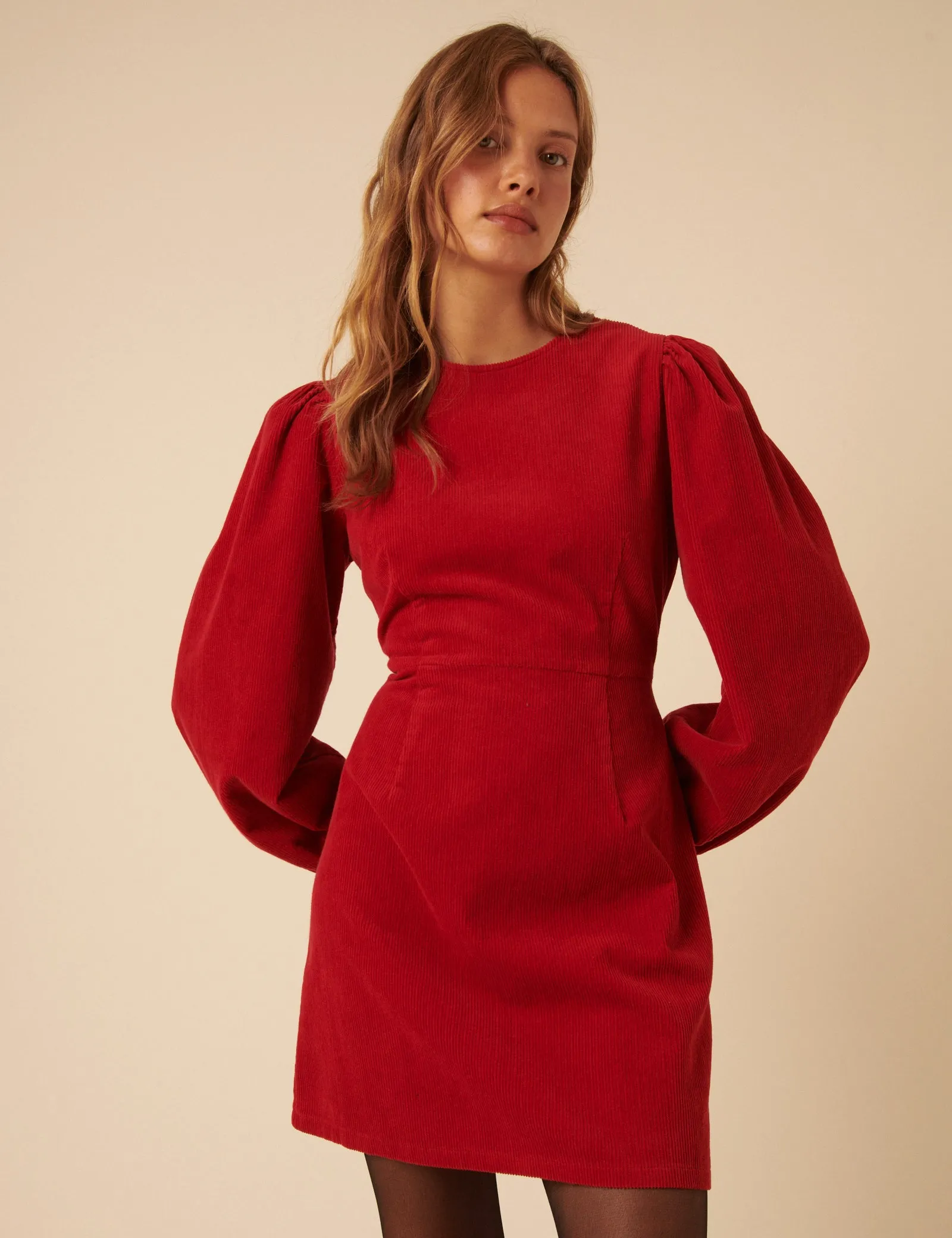 Red Cord Balloon Sleeve Peggy Mini Dress sold by Nobody's Child product image thumbnail 2