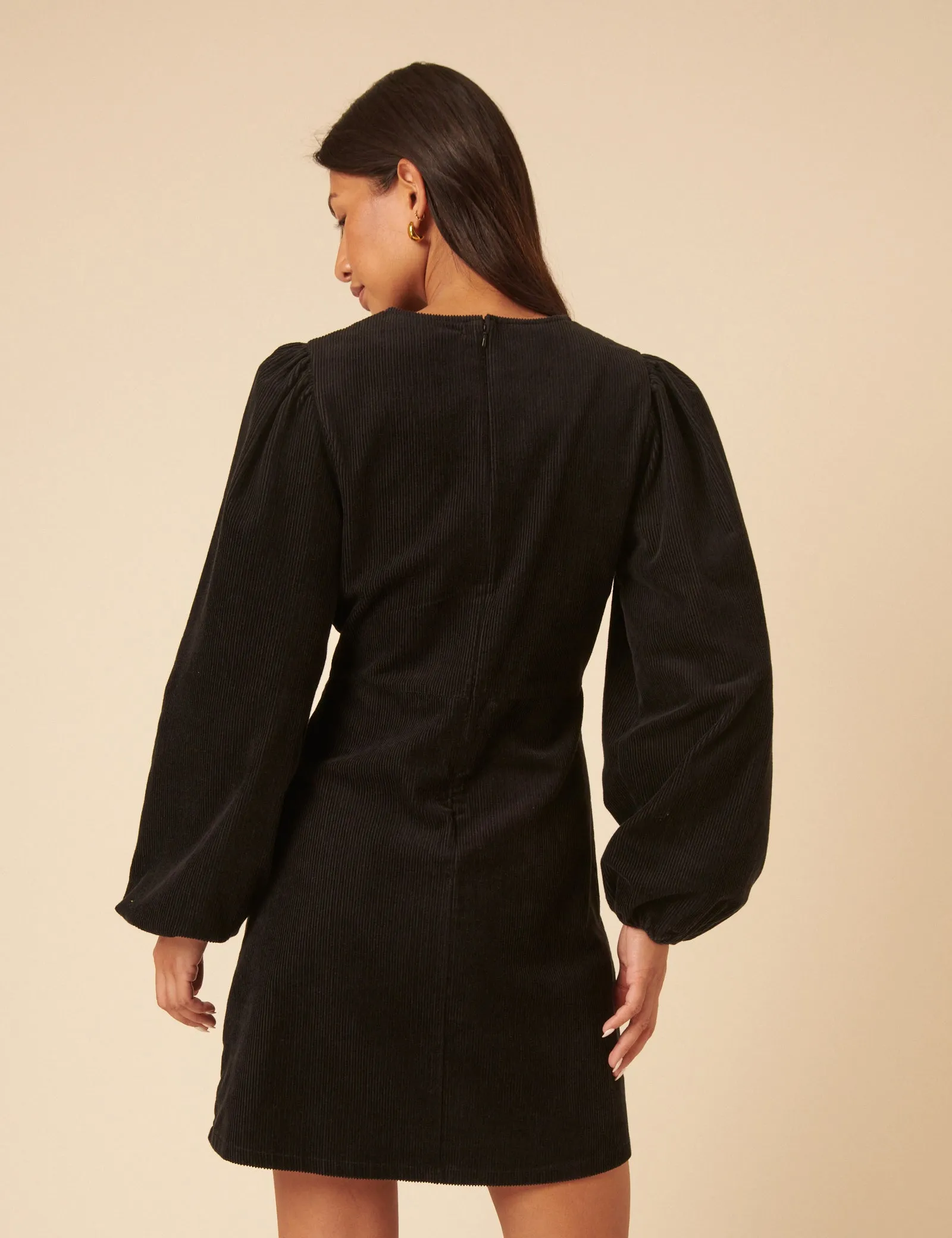 Black Cord Balloon Sleeve Peggy Mini Dress sold by Nobody's Child product image thumbnail 5