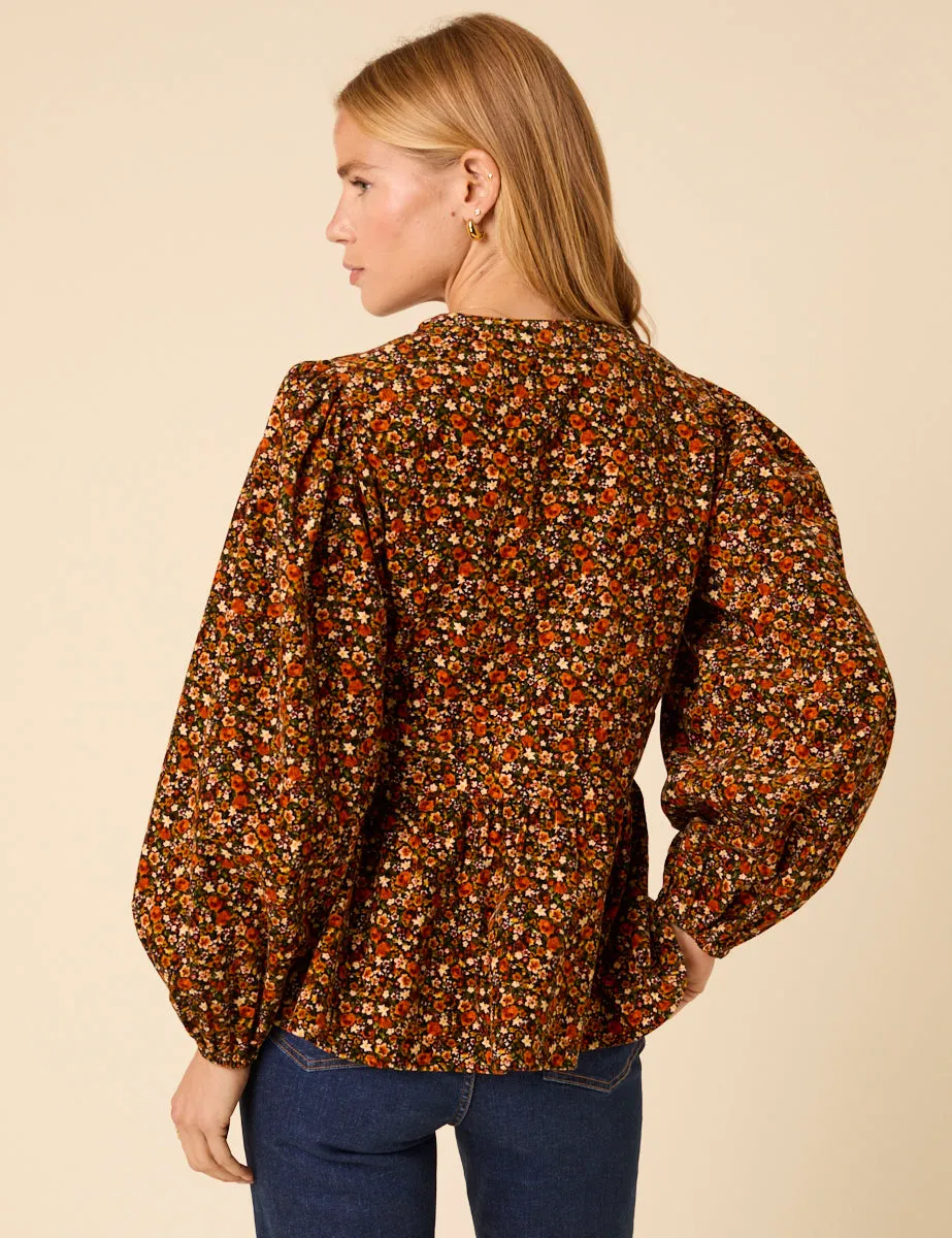 Brown Ditsy Floral Long Sleeve Starlight Top sold by Nobody's Child product image thumbnail 5