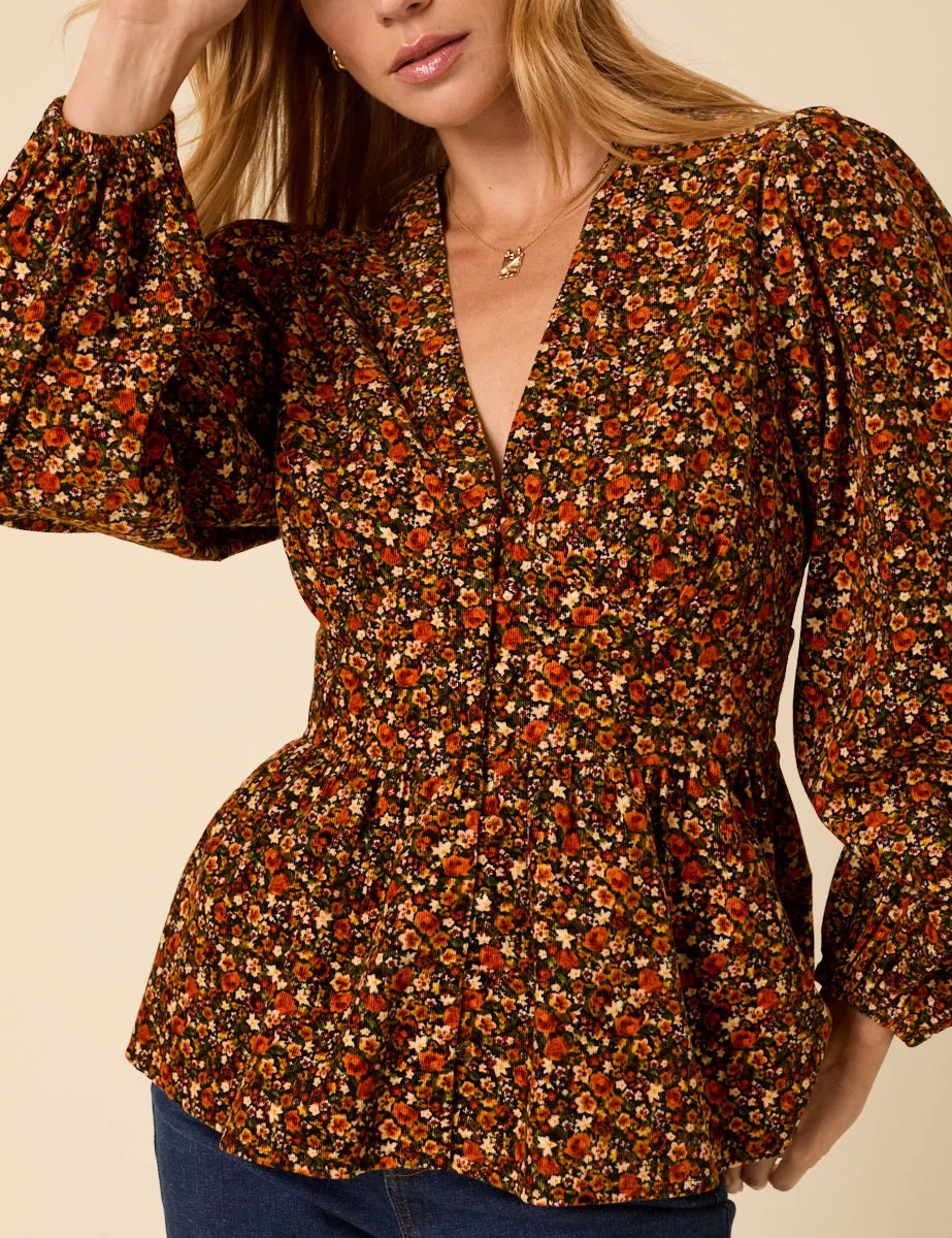 Brown Ditsy Floral Long Sleeve Starlight Top sold by Nobody's Child product image thumbnail 4