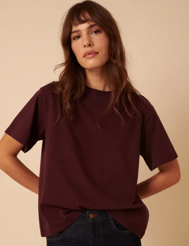 Burgundy Boxy T-Shirt sold by Nobody's Child