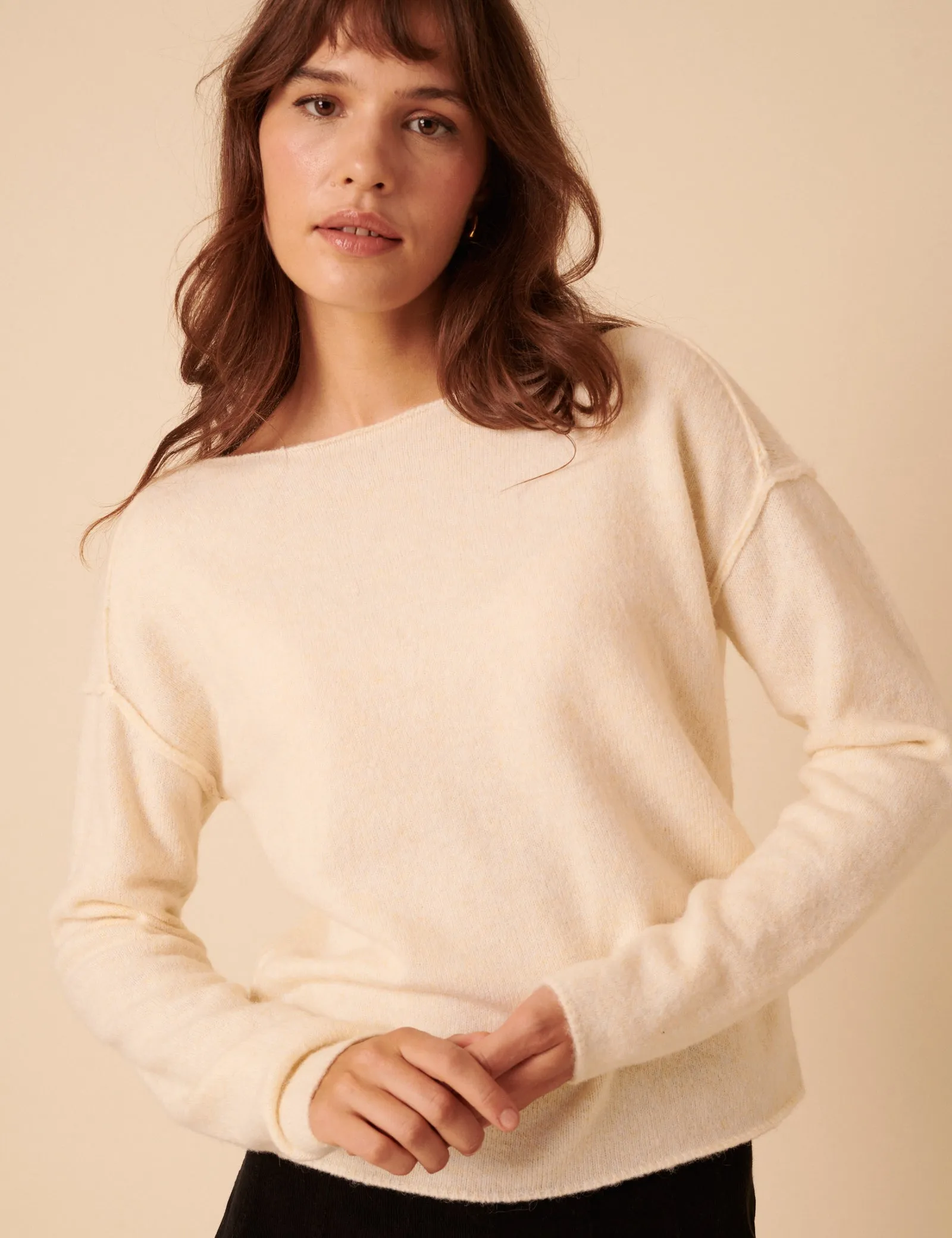 White Slash Neck Knitted Jumper sold by Nobody's Child product image thumbnail 2