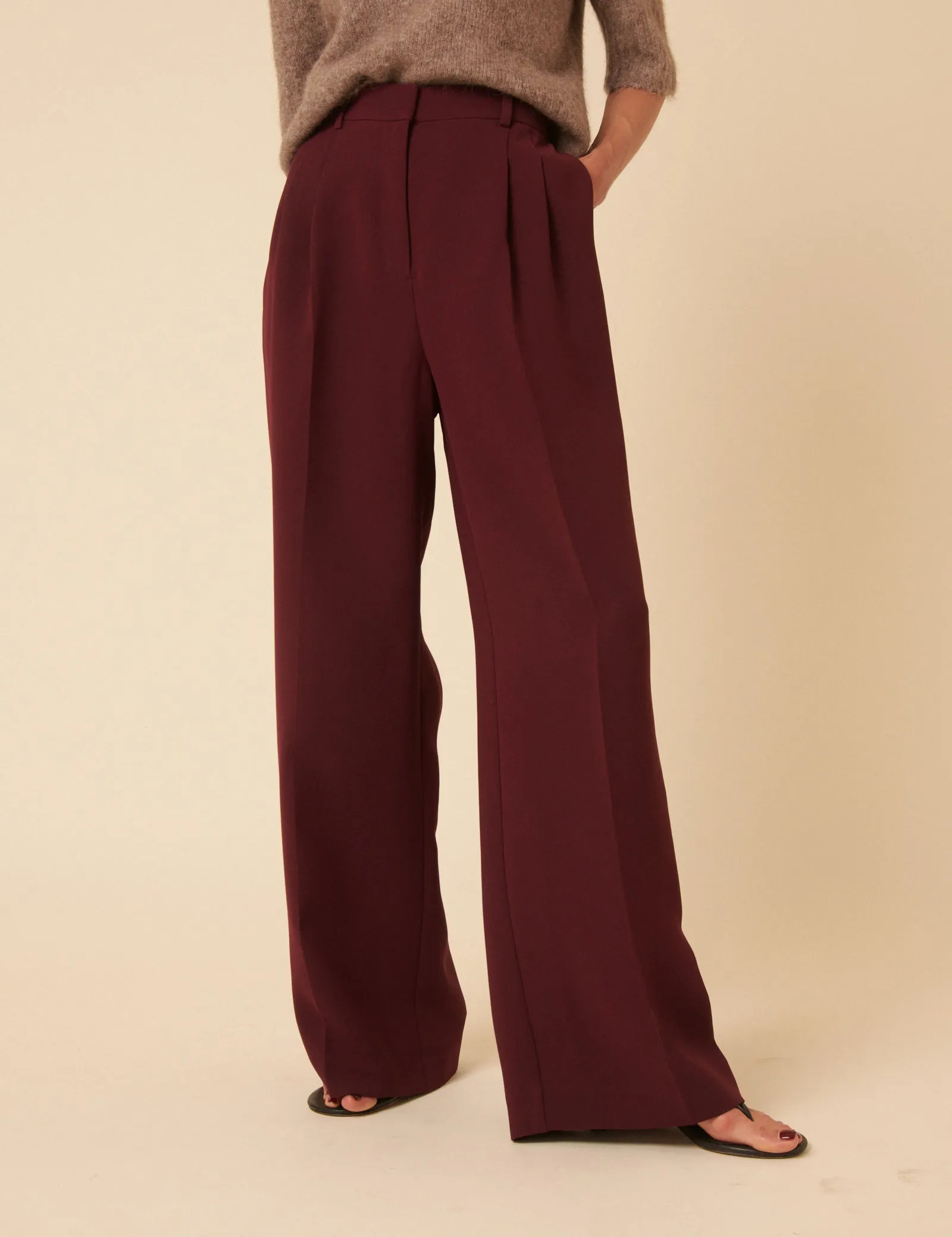 Deep Purple Jax Pleated Tailored Trousers sold by Nobody's Child product image thumbnail 2