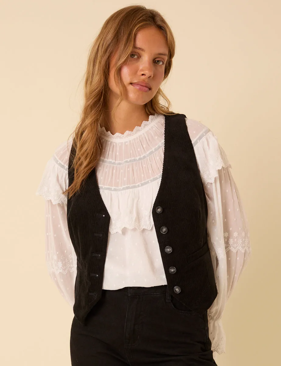 Black Cord Waistcoat sold by Nobody's Child product image thumbnail 4