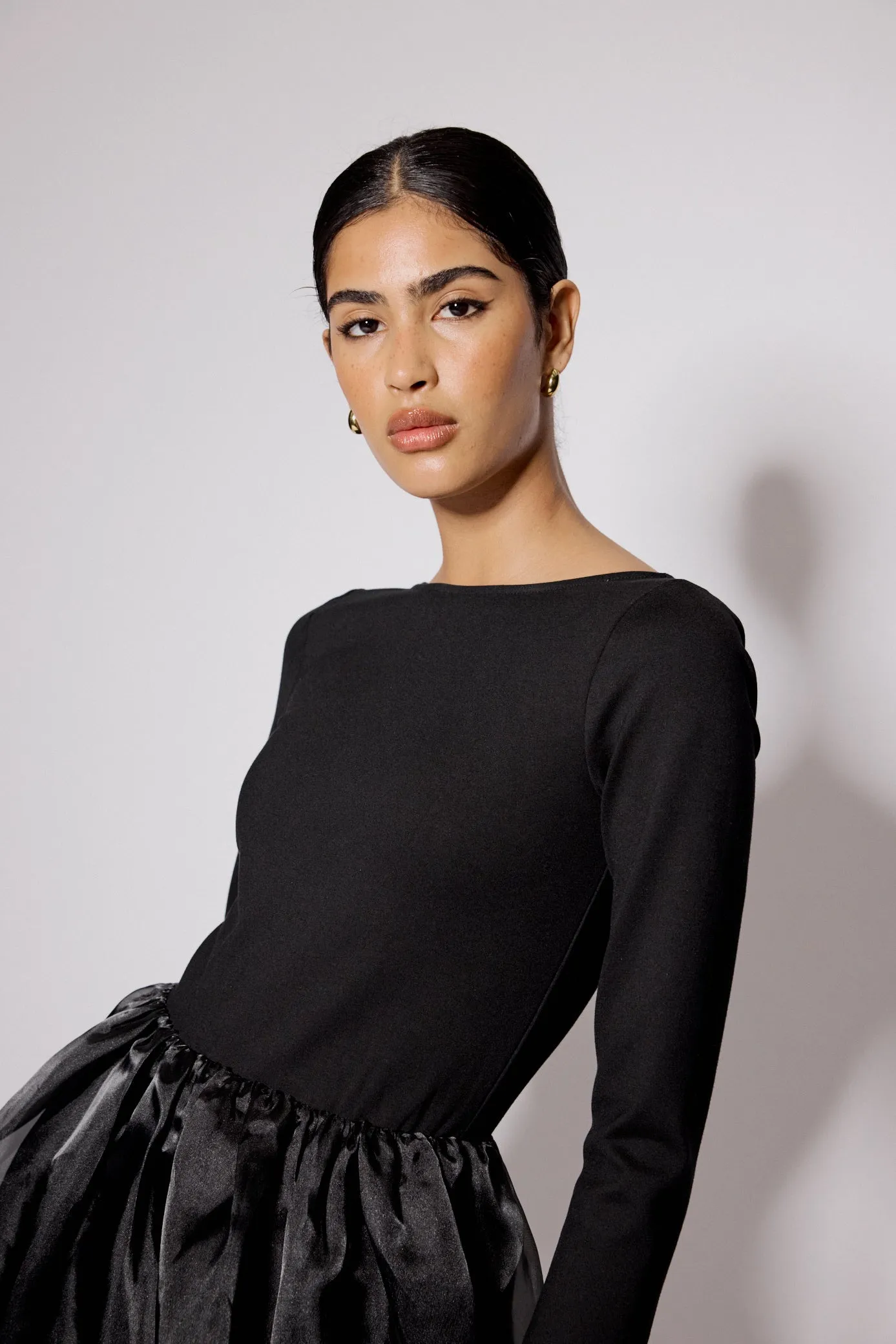 Black Long Sleeve Organza Poppy Mini Dress sold by Nobody's Child product image thumbnail 2