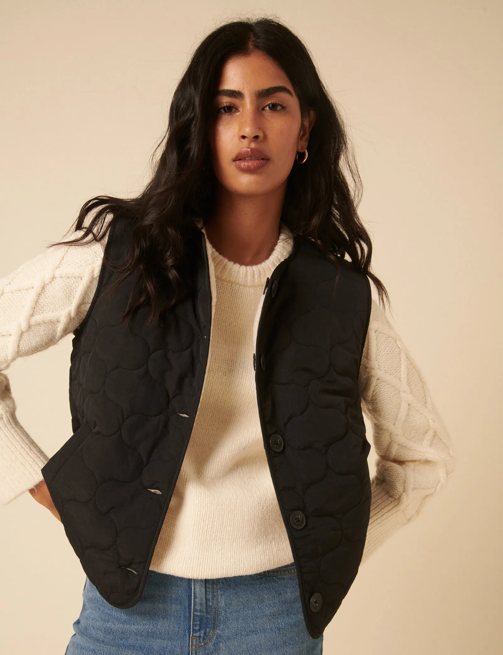 Black Quilted Borg Reversible Gilet sold by Nobody's Child product image thumbnail 2