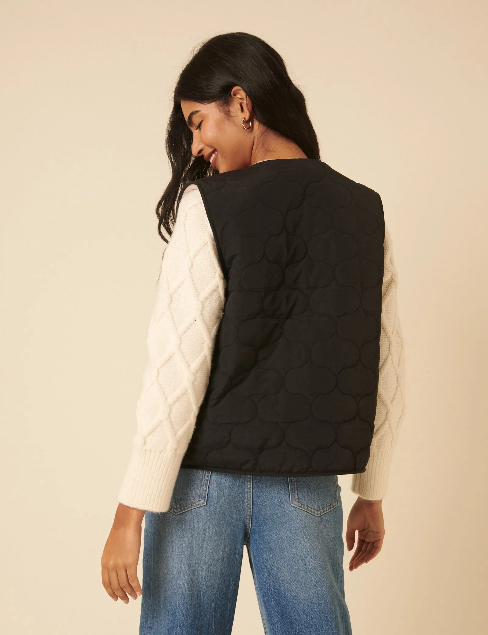 Black Quilted Borg Reversible Gilet sold by Nobody's Child product image thumbnail 4
