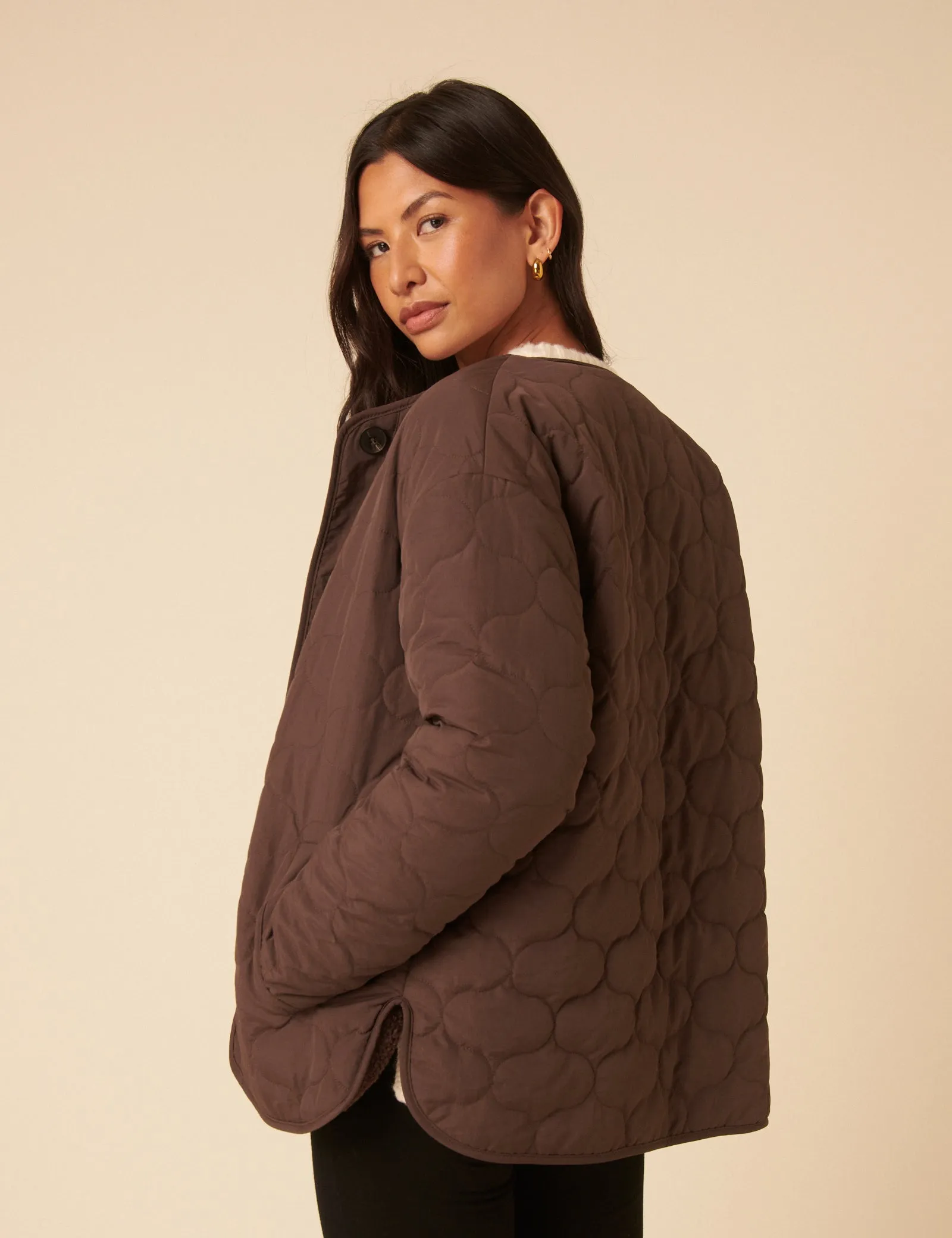 Brown Reversible Borg Qulited Jacket sold by Nobody's Child product image thumbnail 4