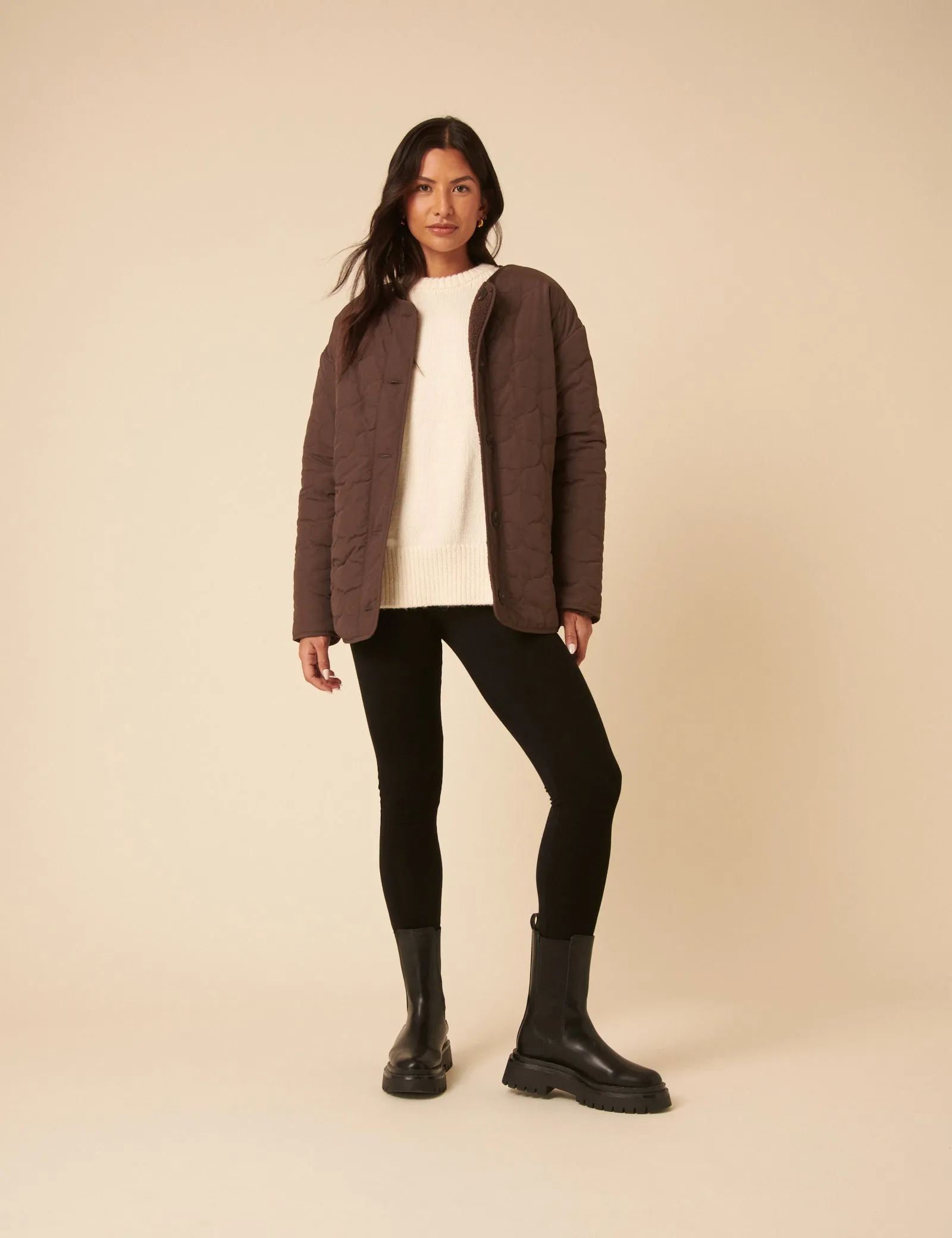 Brown Reversible Borg Qulited Jacket sold by Nobody's Child