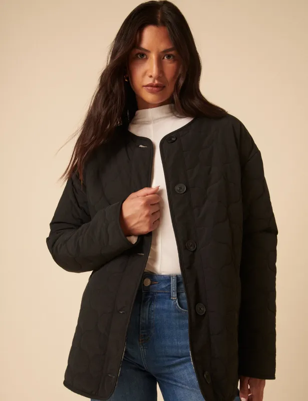 Black Reversible Borg Qulited Jacket sold by Nobody's Child