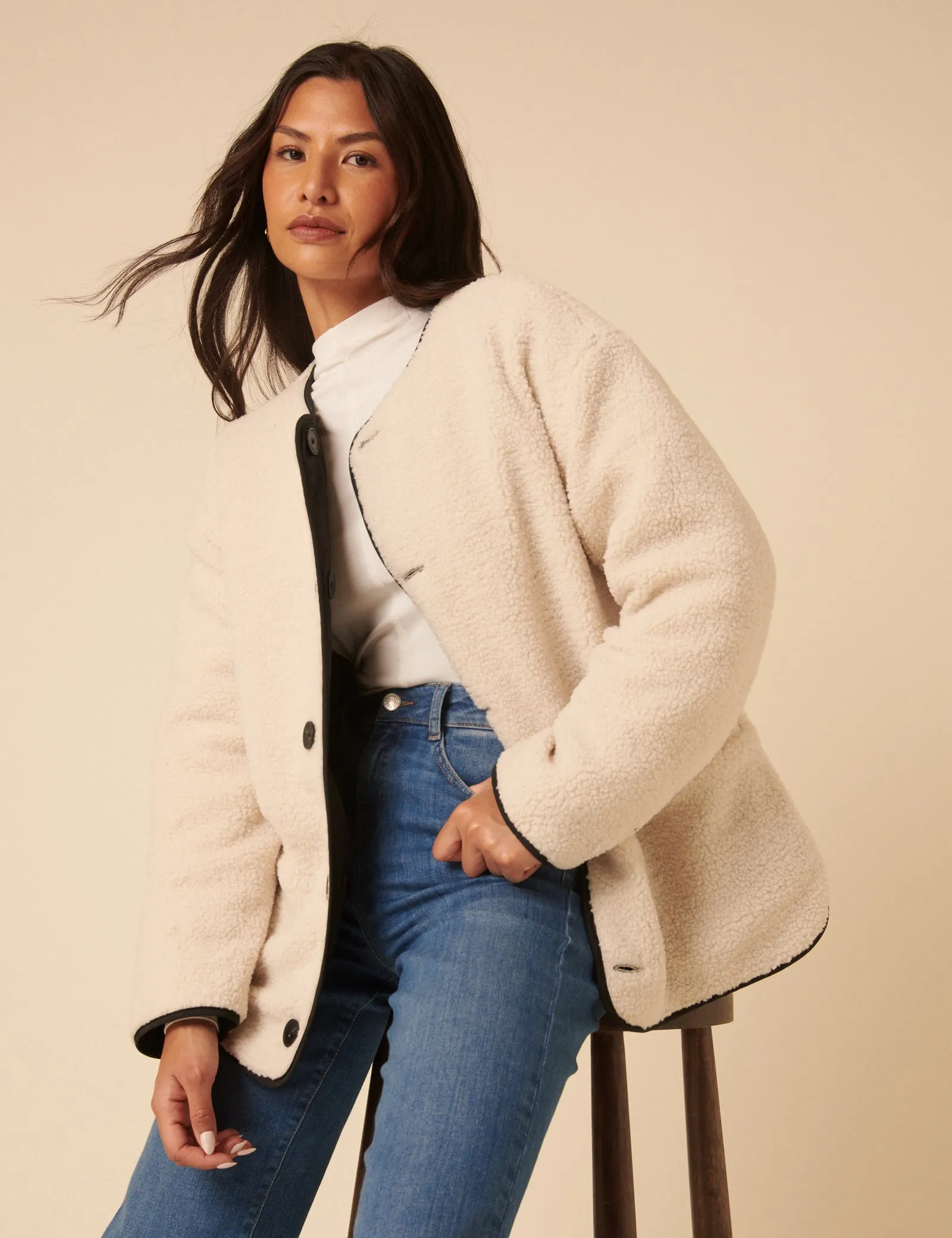 Black Reversible Borg Qulited Jacket sold by Nobody's Child product image thumbnail 2