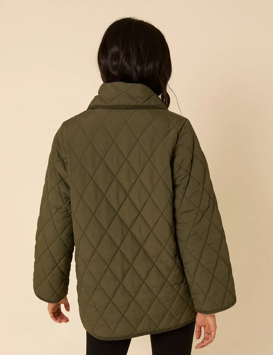 Khaki Quilted Detachable Scarf Coat sold by Nobody's Child product image thumbnail 3