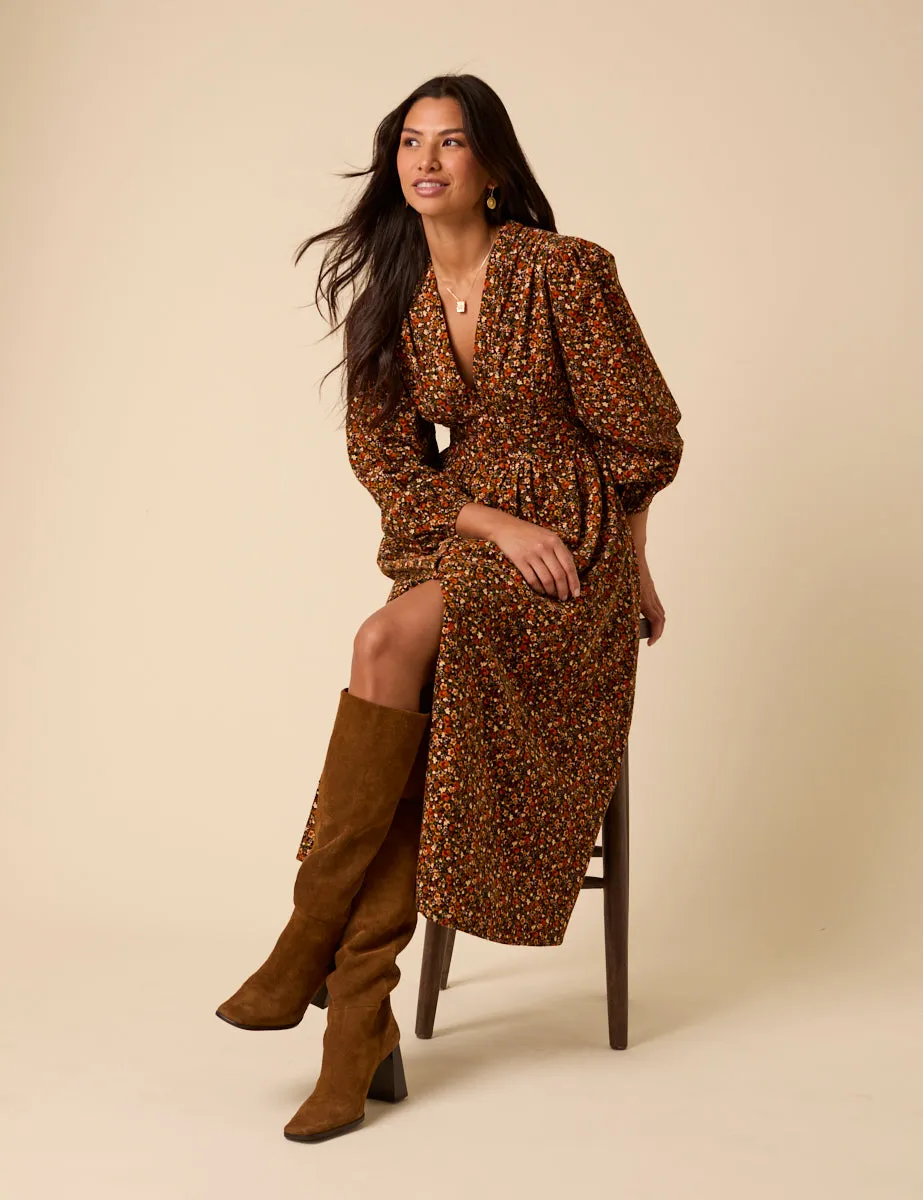 Black Ditsy Floral Long Sleeve Starlight Midi Dress sold by Nobody's Child product image thumbnail 2