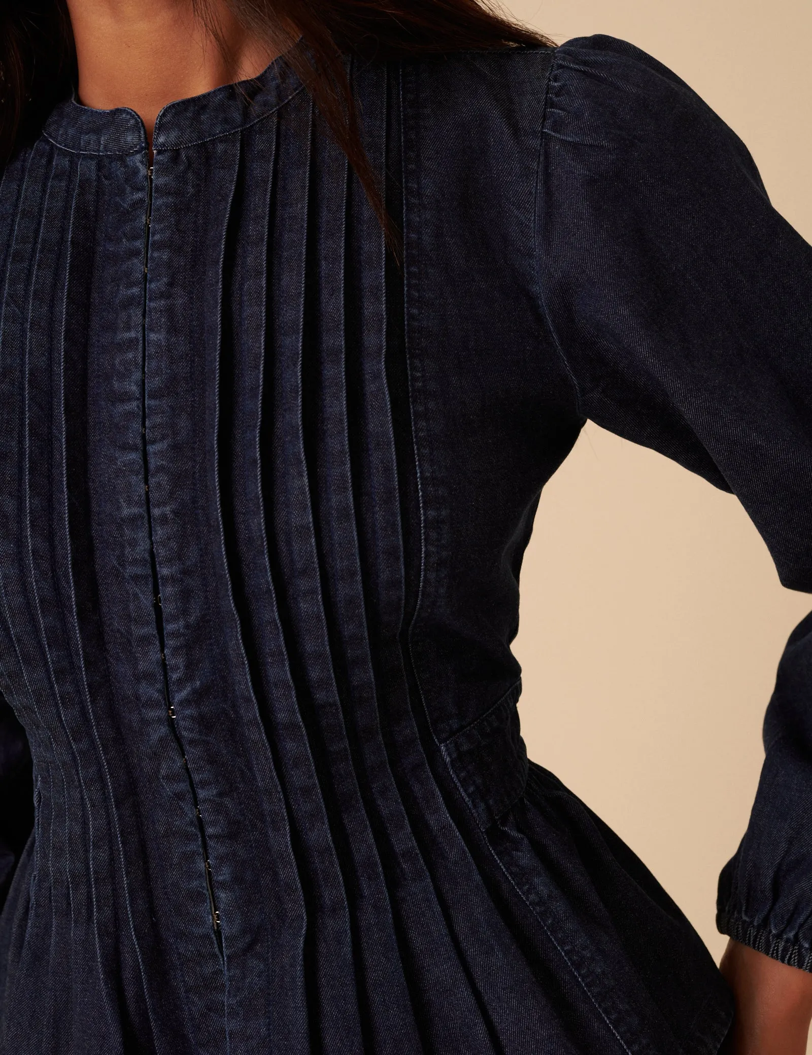 Dark Denim Pintuck Denim Blouse sold by Nobody's Child product image thumbnail 5