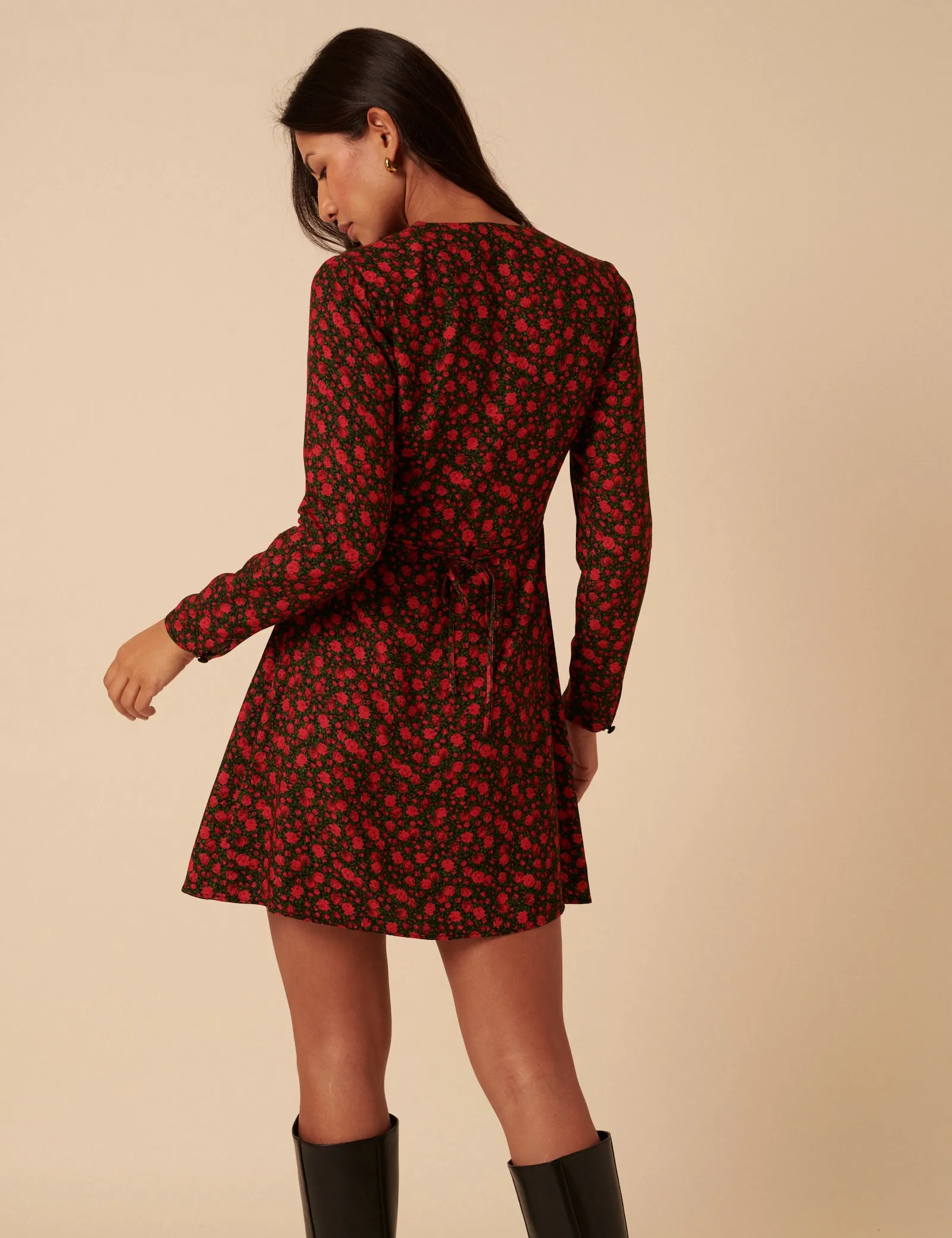 Black And Red Floral Lace Aida Mini Dress sold by Nobody's Child product image thumbnail 5