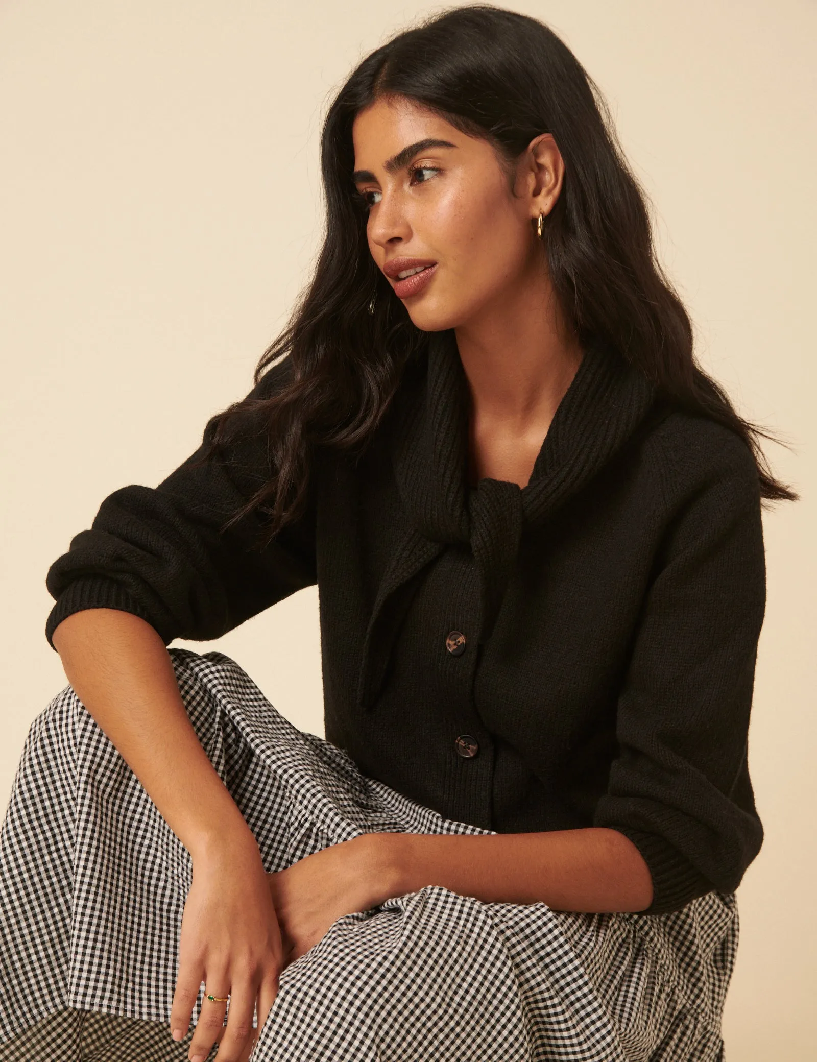 Black Scarf Neck Cardigan sold by Nobody's Child product image thumbnail 2