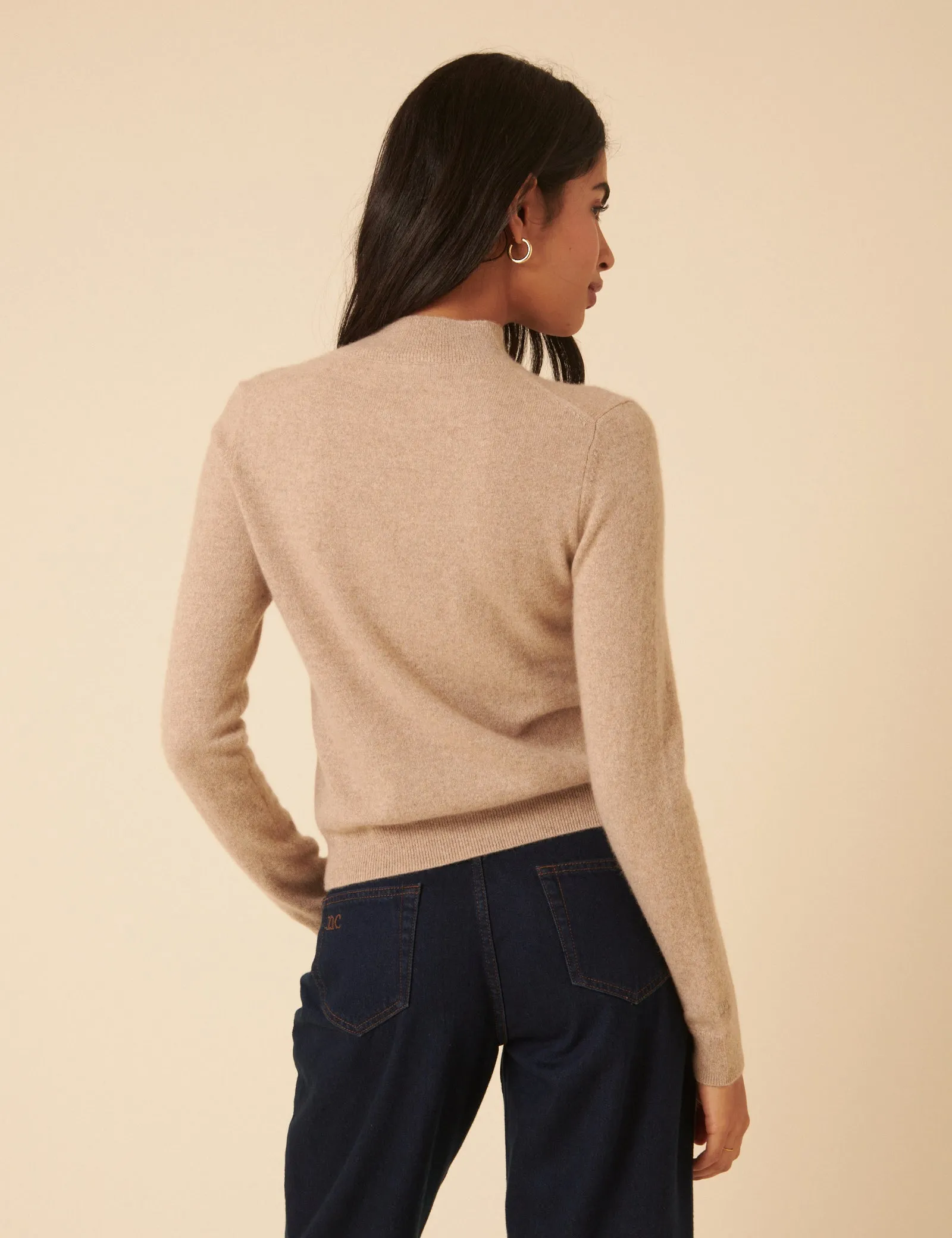 Beige Cashmere Funnel Neck Jumper sold by Nobody's Child product image thumbnail 3