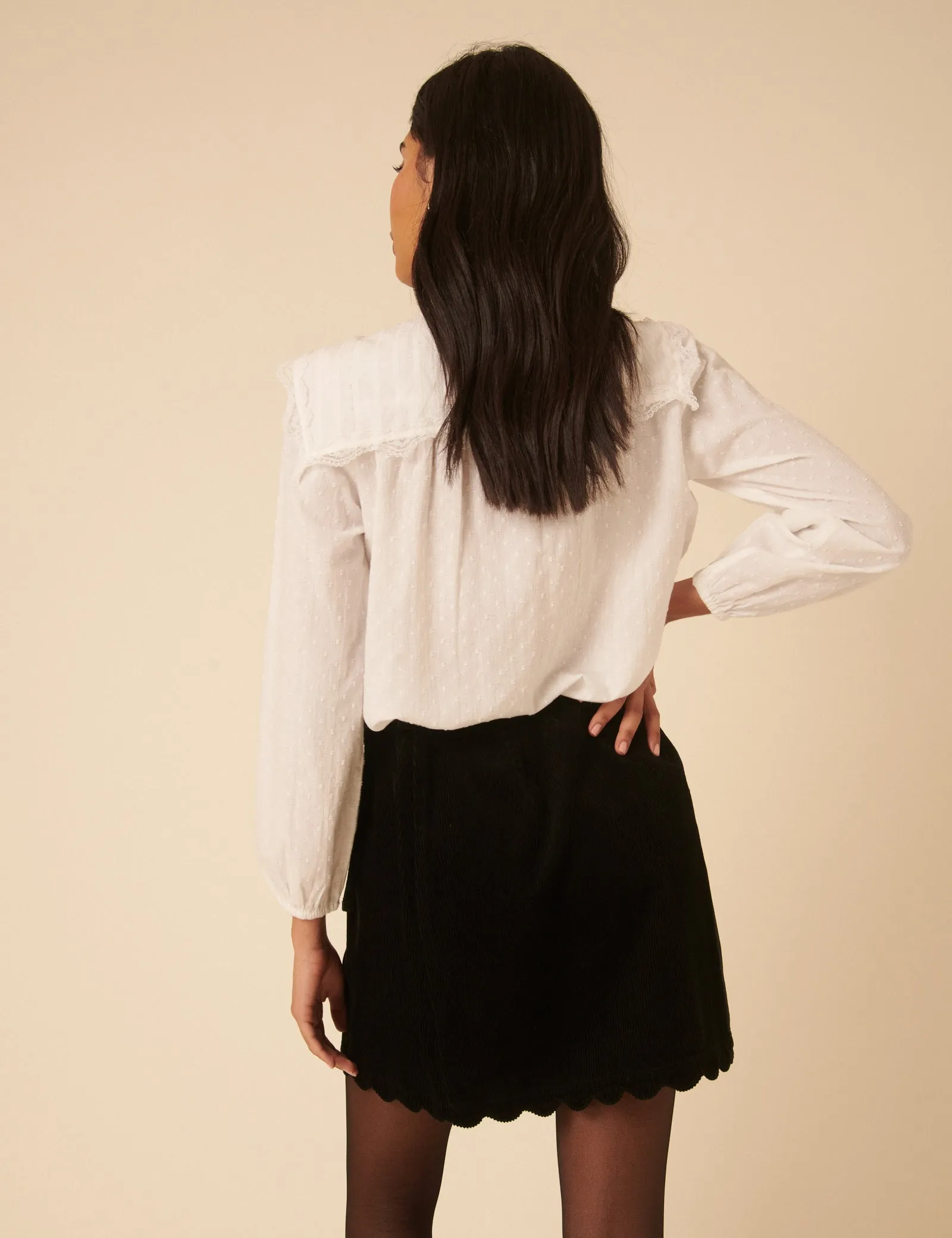 Black Cord Scallop Trim Mini Skirt sold by Nobody's Child product image thumbnail 5