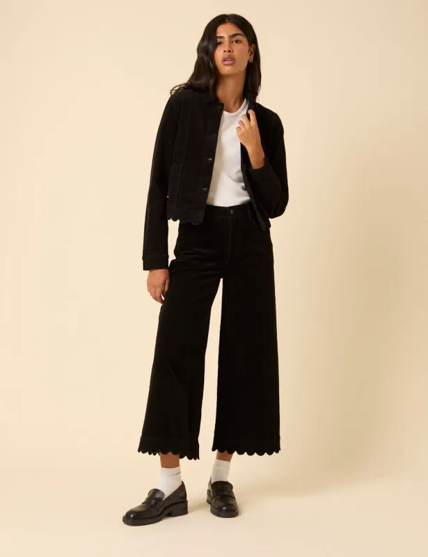 Black Cord Scallop Trim Jacket sold by Nobody's Child