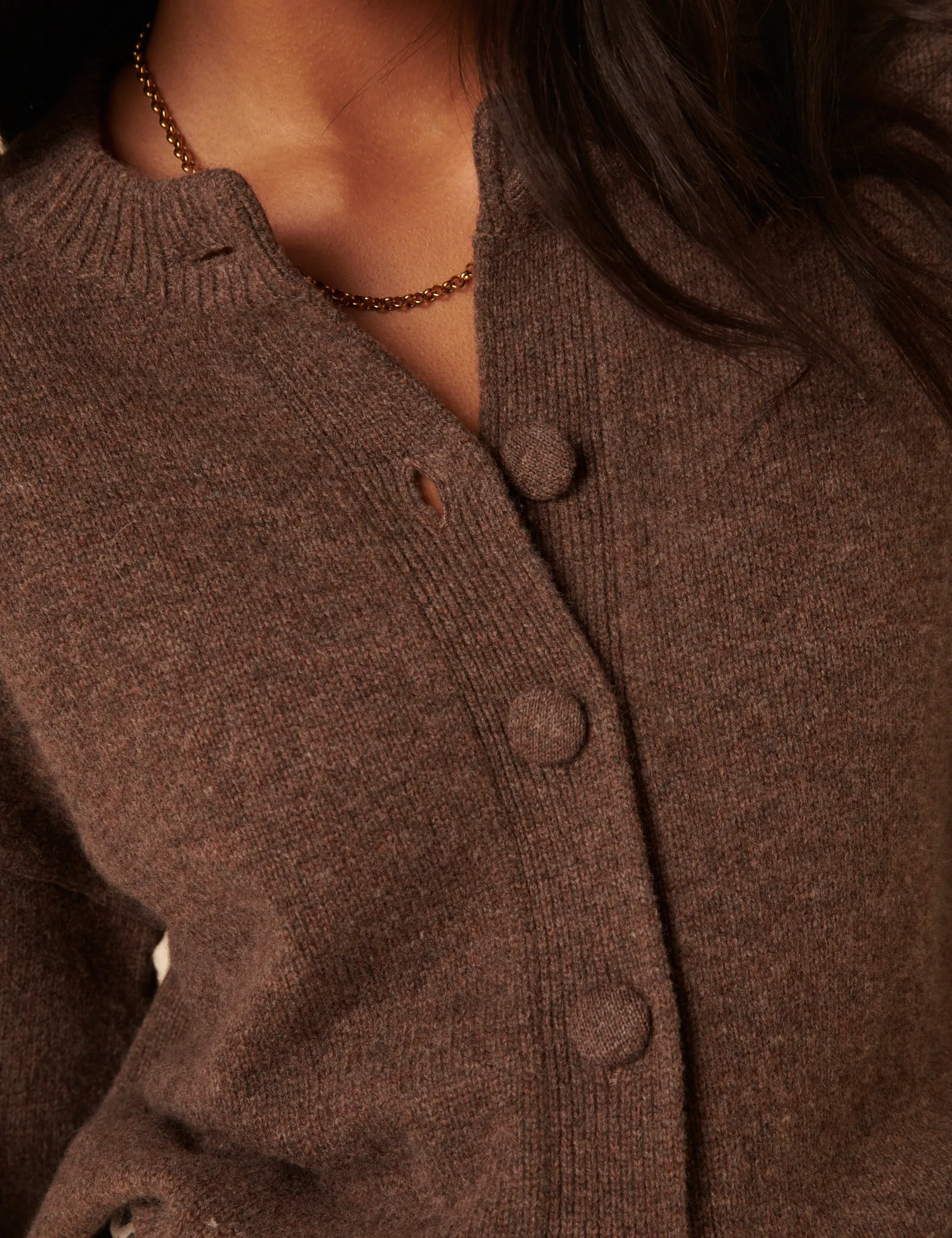 Brown Wool Crew Neck Cardigan sold by Nobody's Child product image thumbnail 3